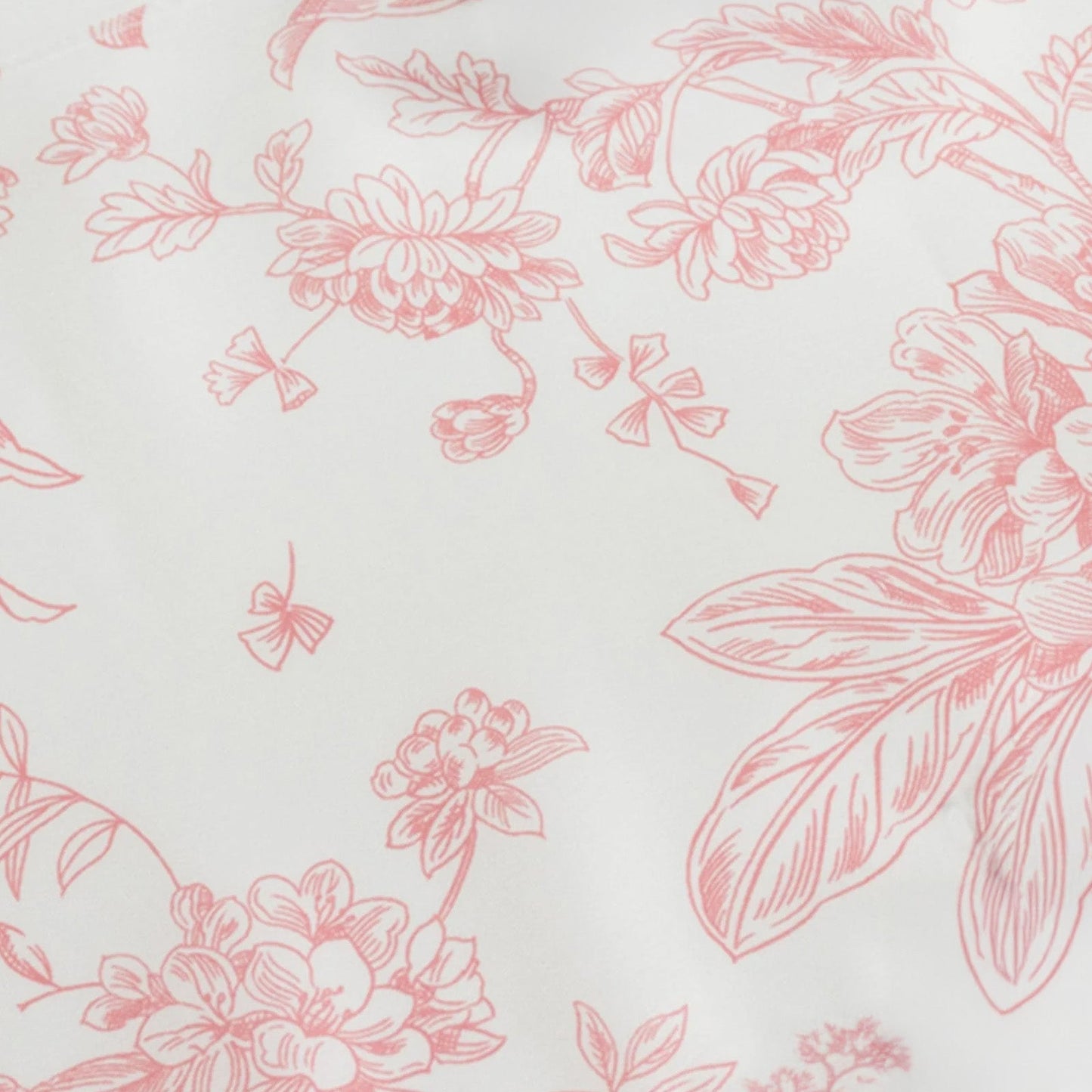 Polyester Table Runner 12"x108" White with Pink French Toile Floral Print Reusable Table DÃ©cor