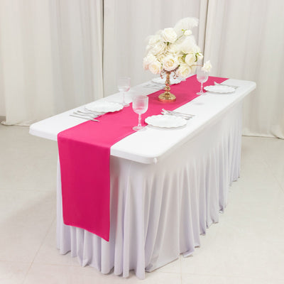 Scuba Polyester 12"x108" Table Runner Fuchsia - Wrinkle-Free Table Linen