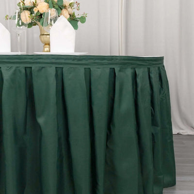 Polyester 21ft Table Skirt Hunter Emerald Green - Classic Pleated Design