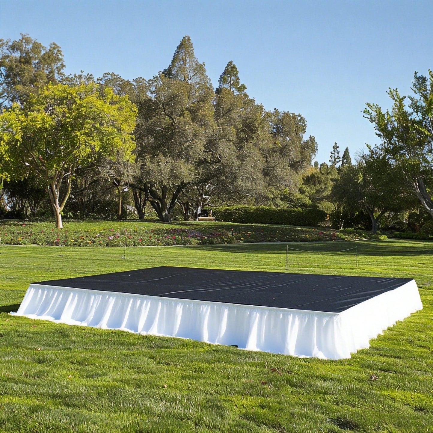 Portable Stage Skirt White Polyester Platform Skirting Cloth for Events, Performances & Wedding Staging - 16"x10ft