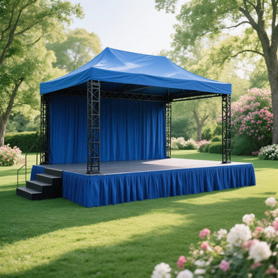 Portable Stage Skirt Royal Blue Polyester Platform Skirting Cloth for Events, Performances & Wedding Staging - 24"x20ft