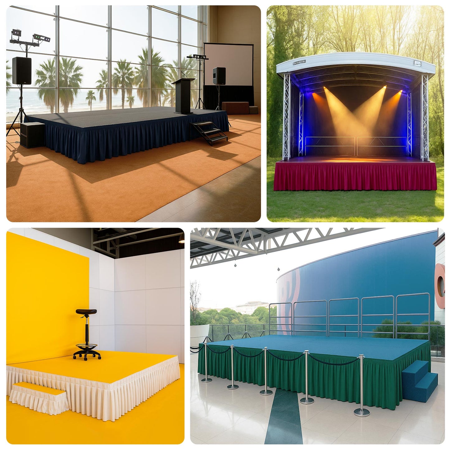 Portable Stage Skirt Royal Blue Polyester Platform Skirting Cloth for Events, Performances & Wedding Staging - 48"x20ft