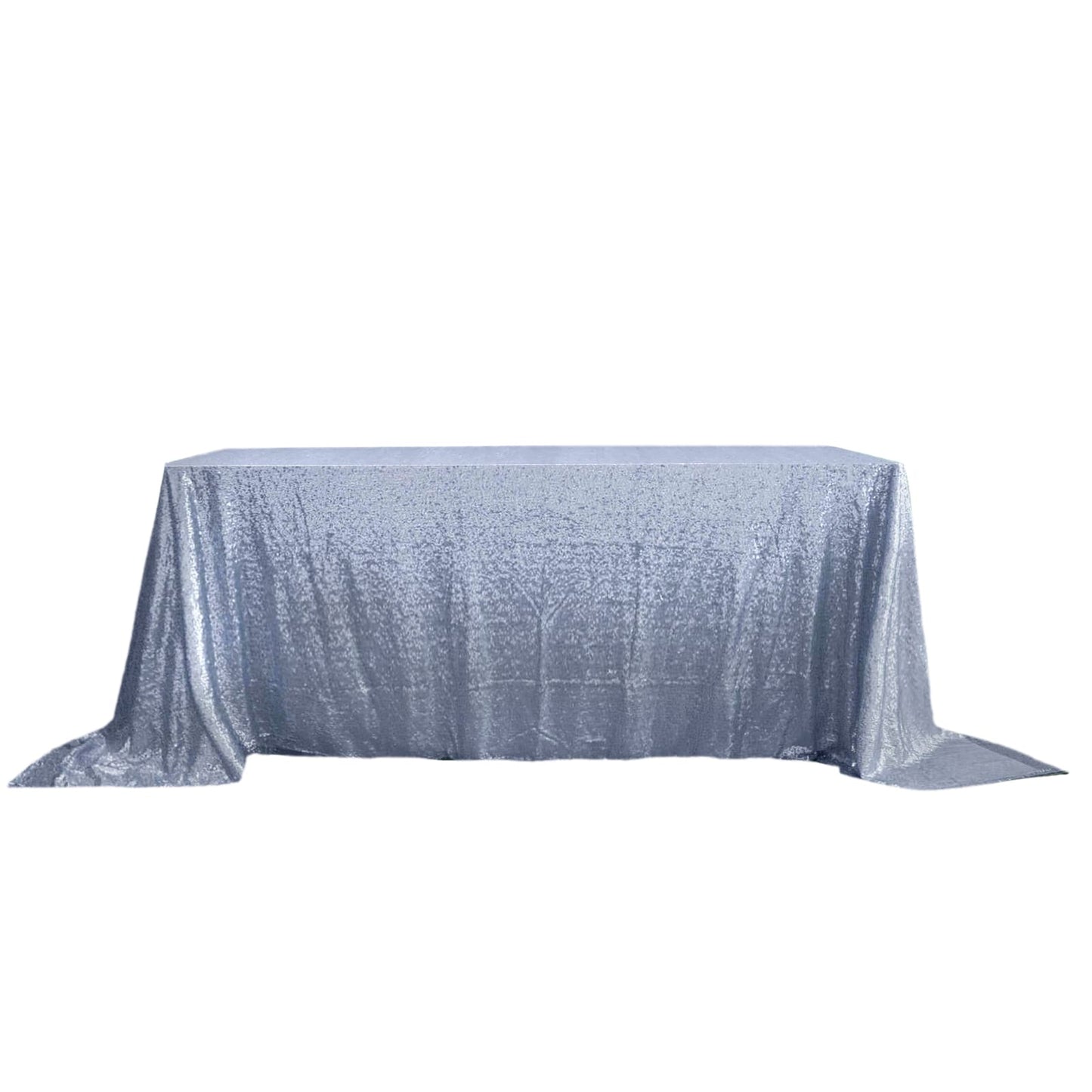 Sequin 90"x132" Rectangle Tablecloth Dusty Blue - Seamless Sparkly Table Cover