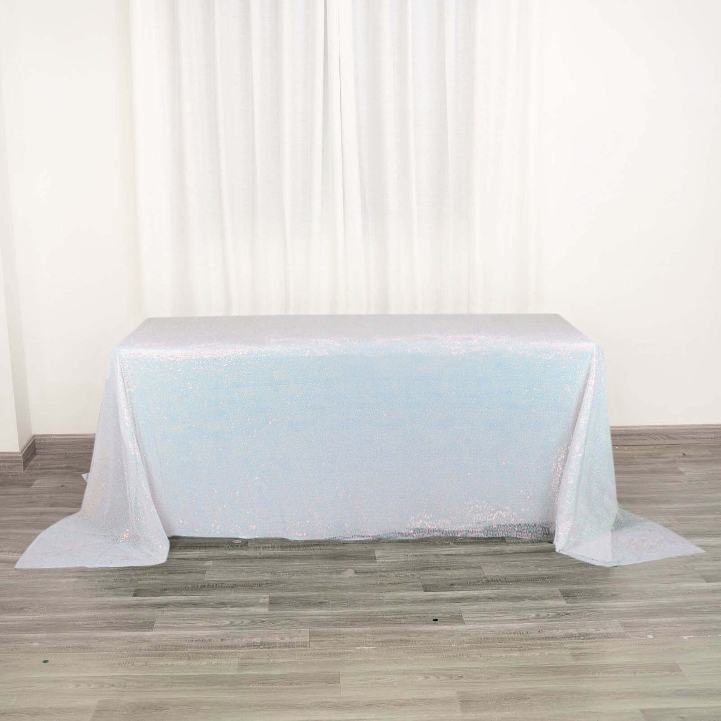 Sequin 90"x132" Rectangle Tablecloth Iridescent Blue - Seamless Sparkly Table Cover