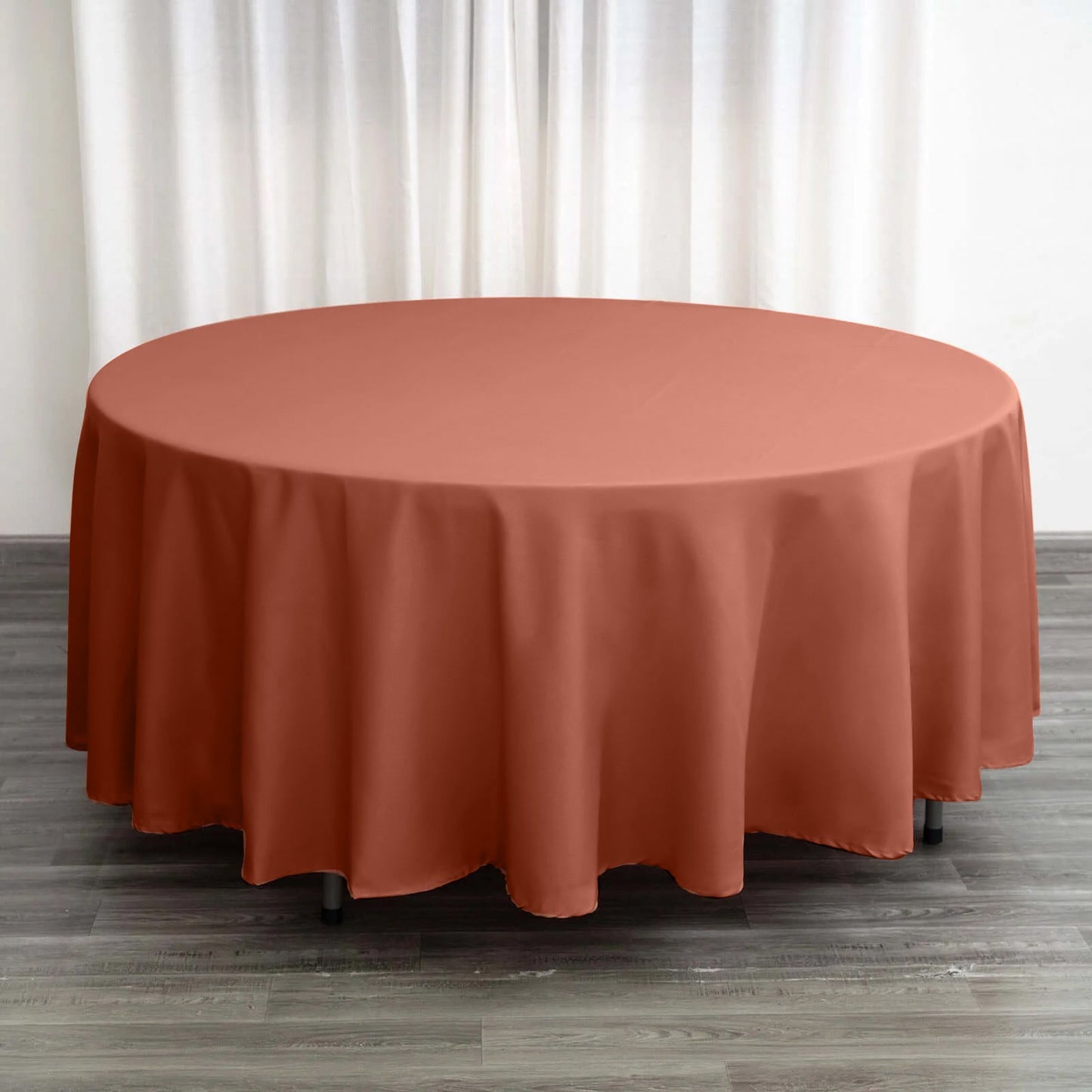Polyester 108" Round Tablecloth Terracotta (Rust) - Wrinkle-Resistant Table Cover