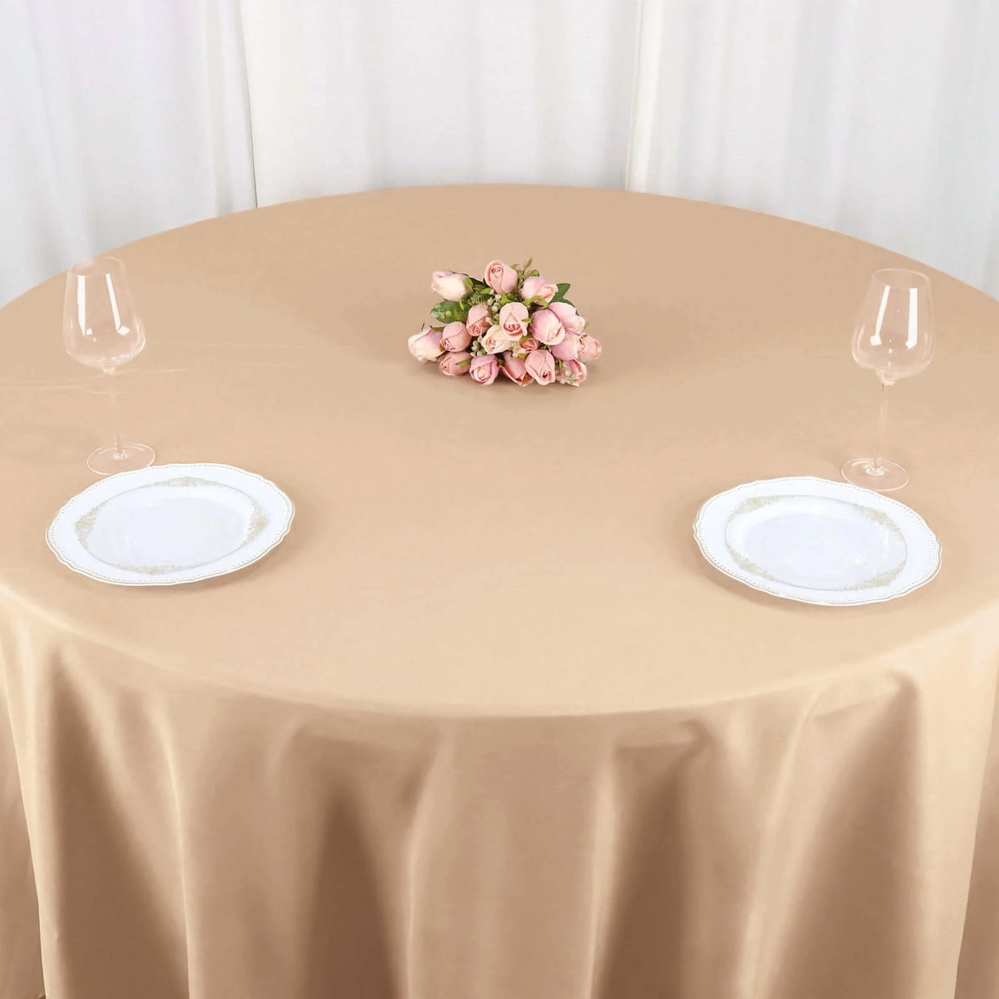 Polyester 120" Round Tablecloth Nude - Seamless Wrinkle-Resistant Table Cover