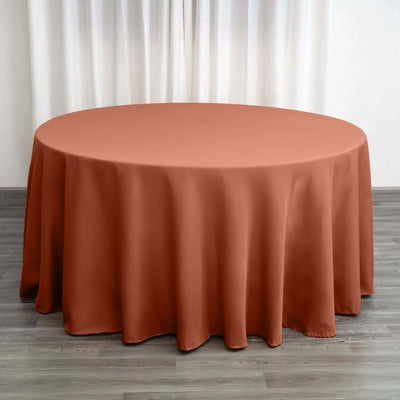 Polyester 120" Round Tablecloth Terracotta (Rust) - Seamless Wrinkle-Resistant Table Cover