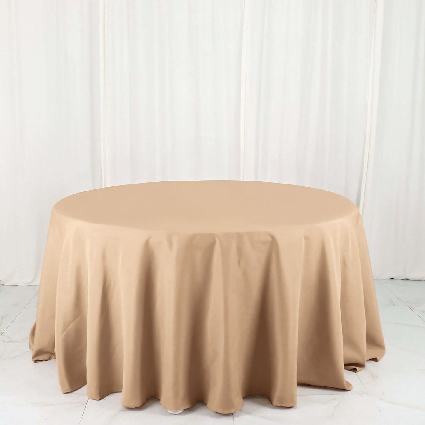 Polyester 132" Round Tablecloth Nude - Seamless Chic Table Cover