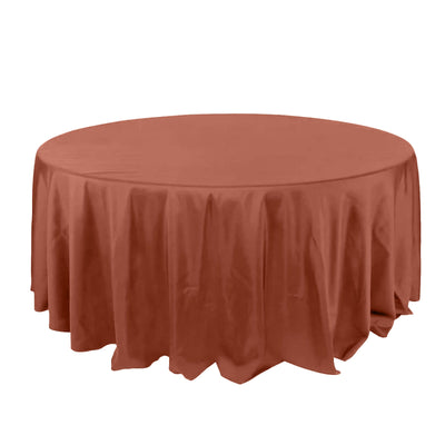 Polyester 132" Round Tablecloth Terracotta (Rust) - Seamless Chic Table Cover