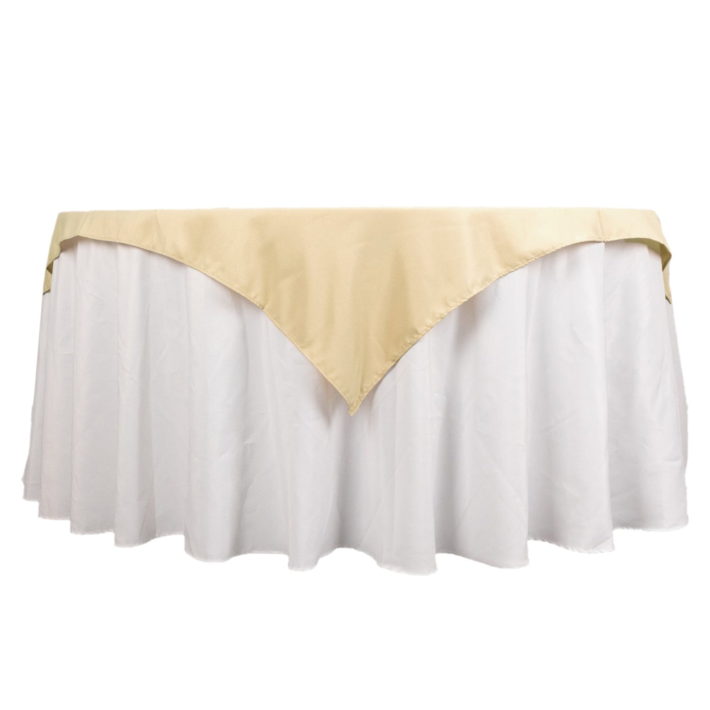 Premium Polyester 54"x54" Table Overlay Square Tablecloth Beige - Stain and Wrinkle-Resistant 220GSM Table Topper