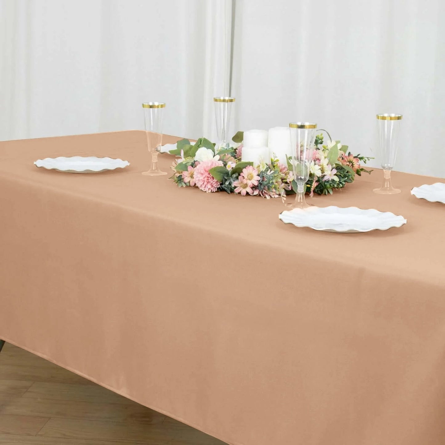Polyester 60"x102" Rectangle Tablecloth Nude - Durable and Stylish Table Cover