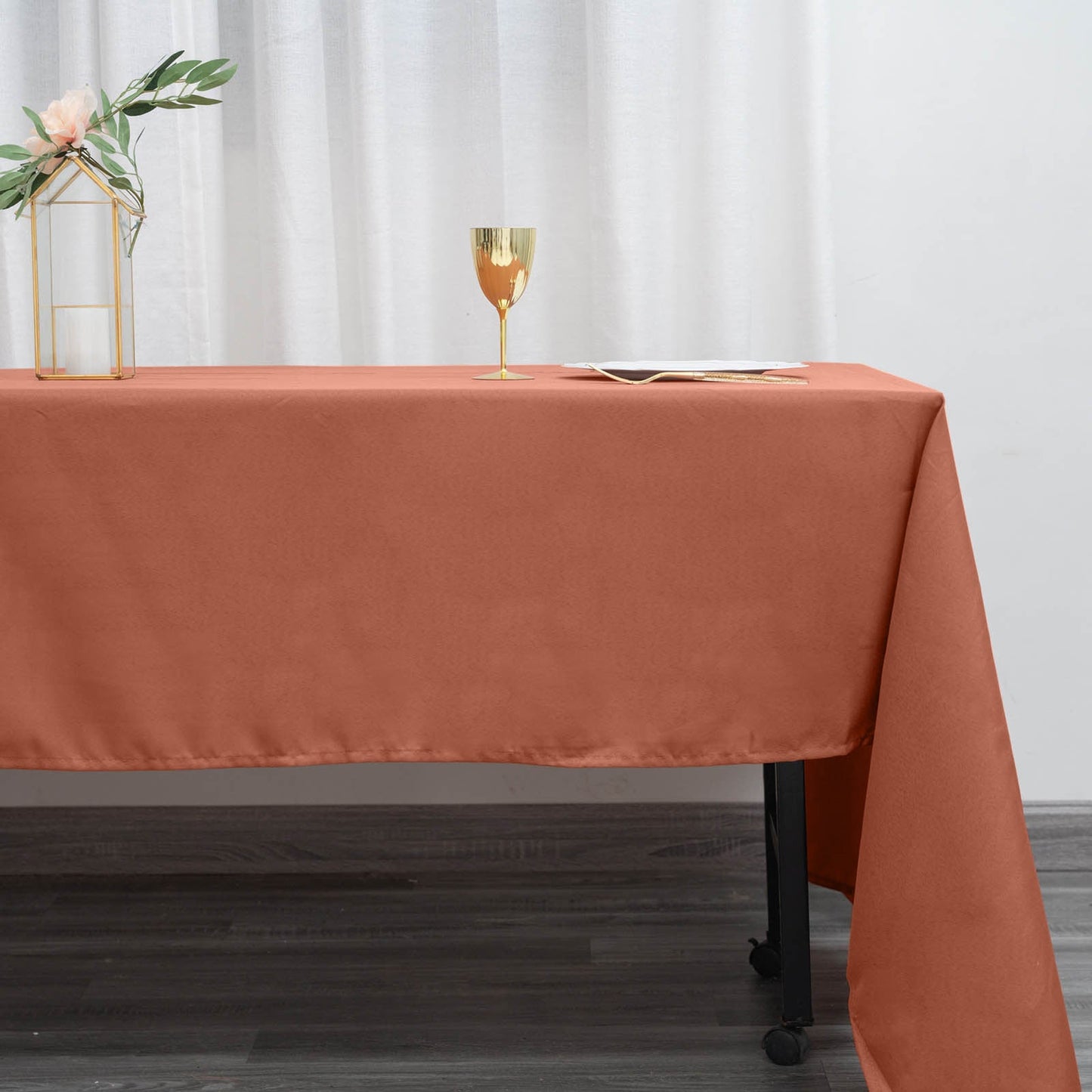Polyester 60"x126" Rectangle Tablecloth Terracotta (Rust) - Wrinkle-Resistant Table Cover