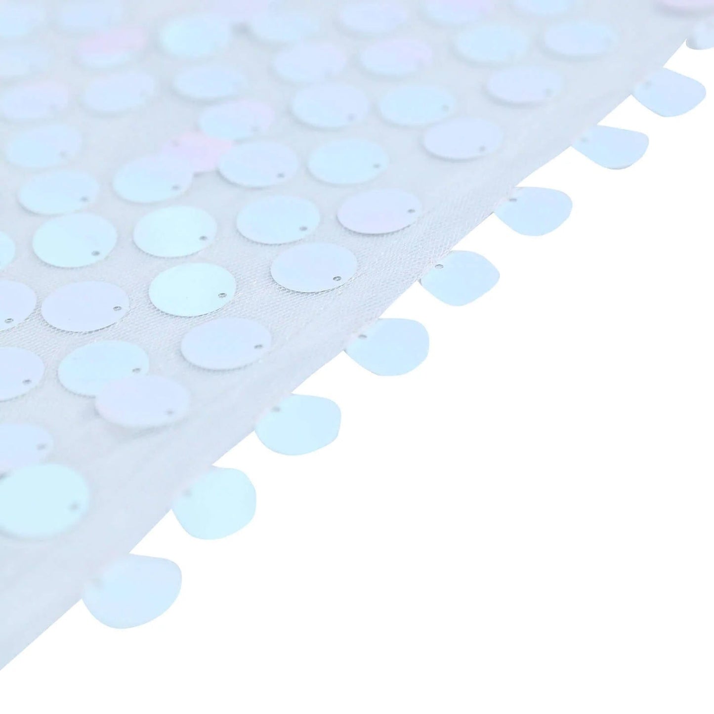 Sequin 120" Round Tablecloth Iridescent Blue - Seamless Big Payette Table Cover