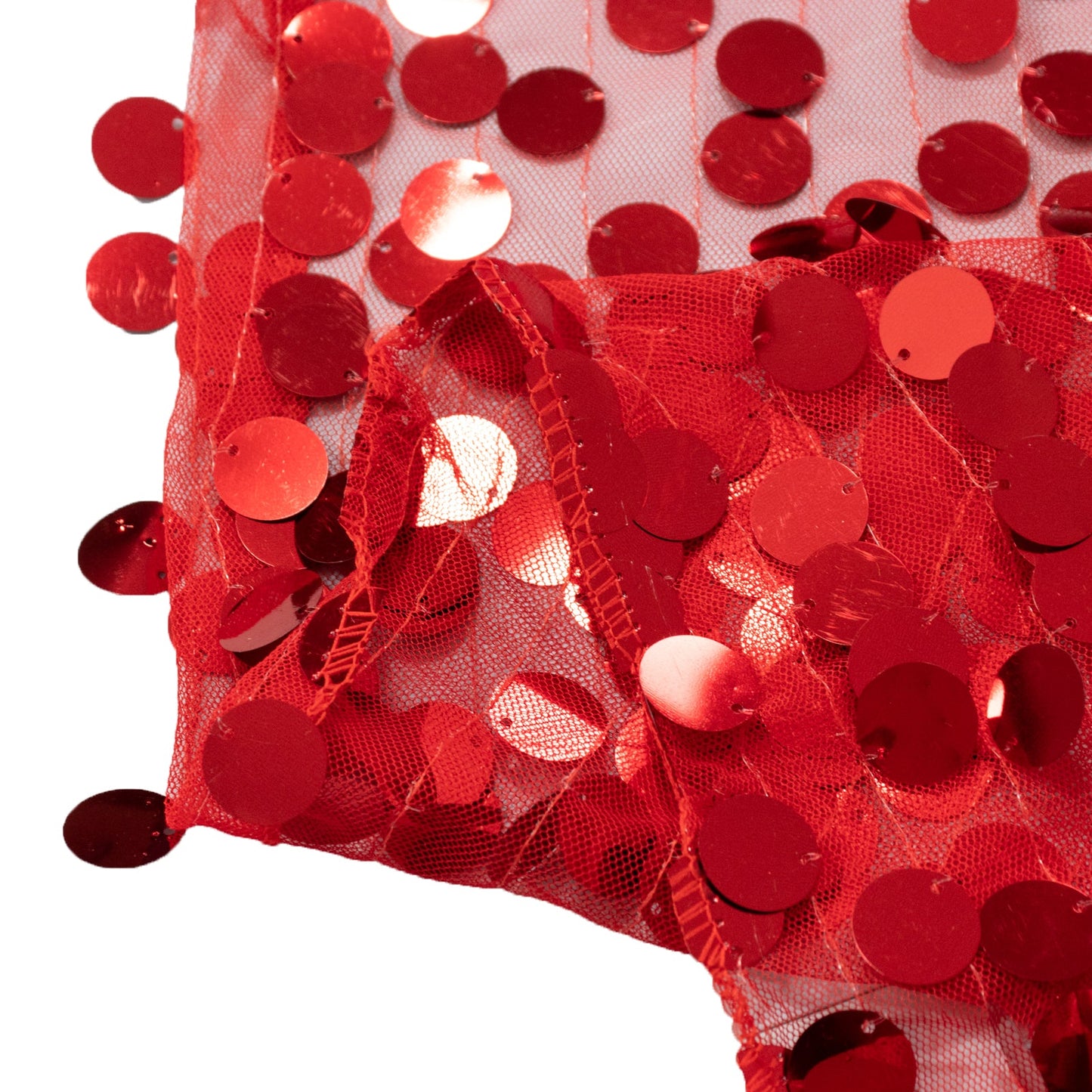 Sequin 132" Round Tablecloth Red - Big Payette Table Cover