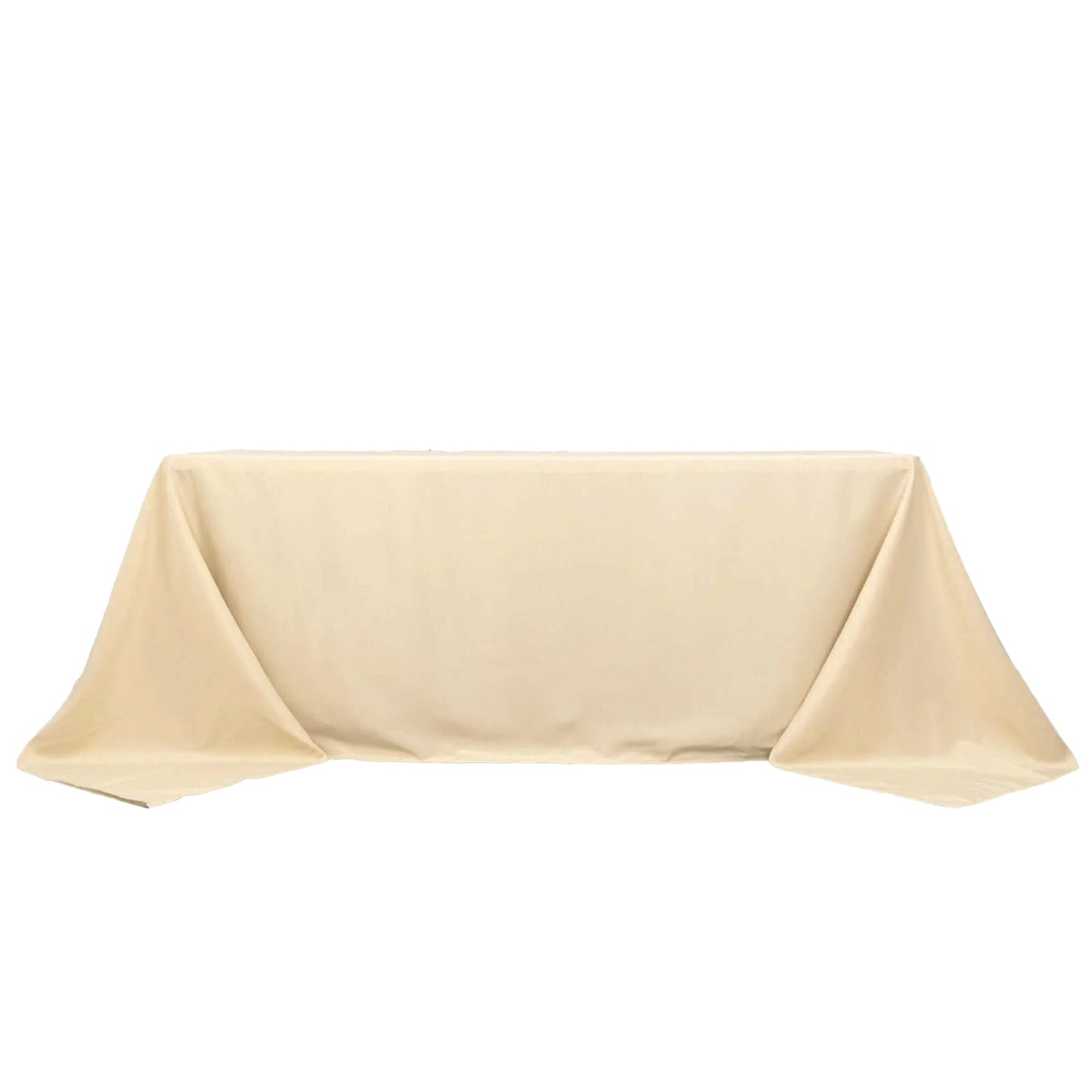 Premium Polyester 90"x132" Rectangle Tablecloth Beige - Seamless 220GSM Stain-Resistant Table Cover