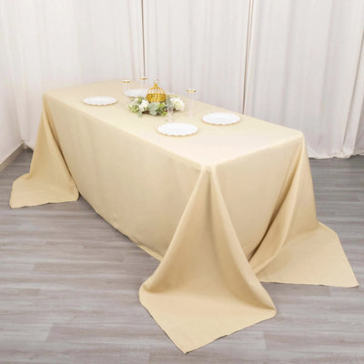 Premium Polyester 90"x132" Rectangle Tablecloth Beige - Seamless 220GSM Stain-Resistant Table Cover