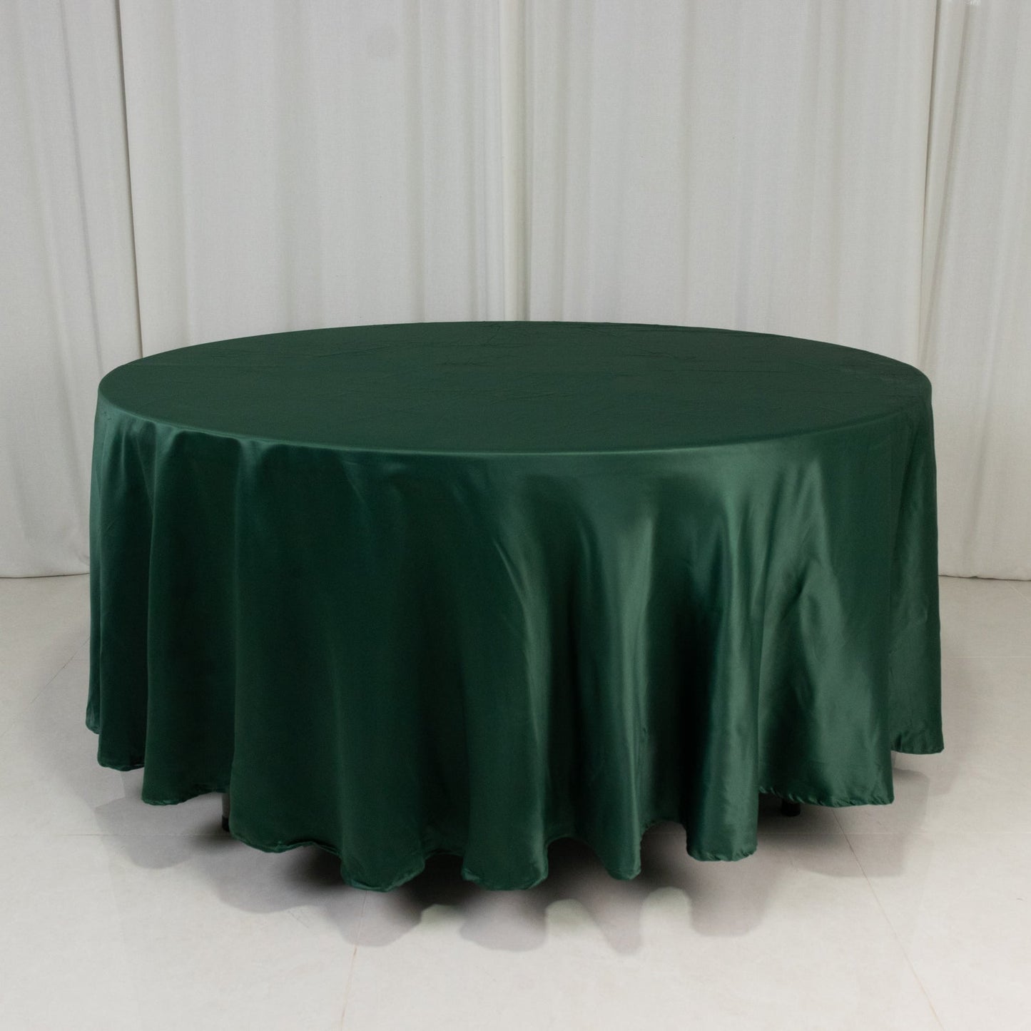 Lamour Satin 108" Round Tablecloth Hunter Emerald Green - Durable & Silk-Like Table Cover