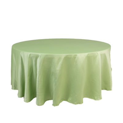 Lamour Satin 108" Round Tablecloth Sage Green - Durable & Silk-Like Table Cover