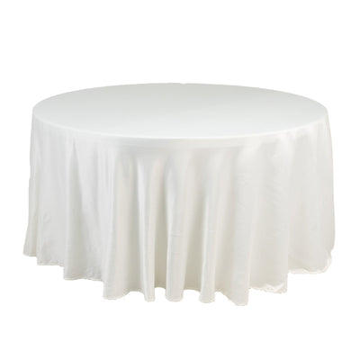 Lamour Satin 120" Round Tablecloth Ivory - Seamless Table Cover with Soft Tempered Sheen
