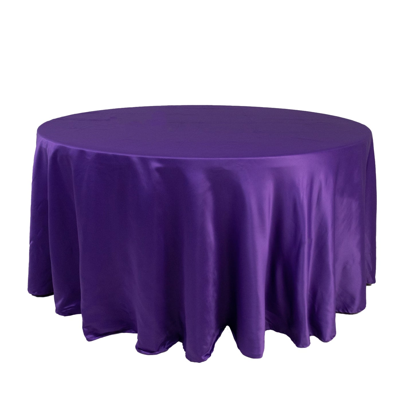 Lamour Satin 120" Round Tablecloth Purple - Seamless Table Cover with Soft Tempered Sheen