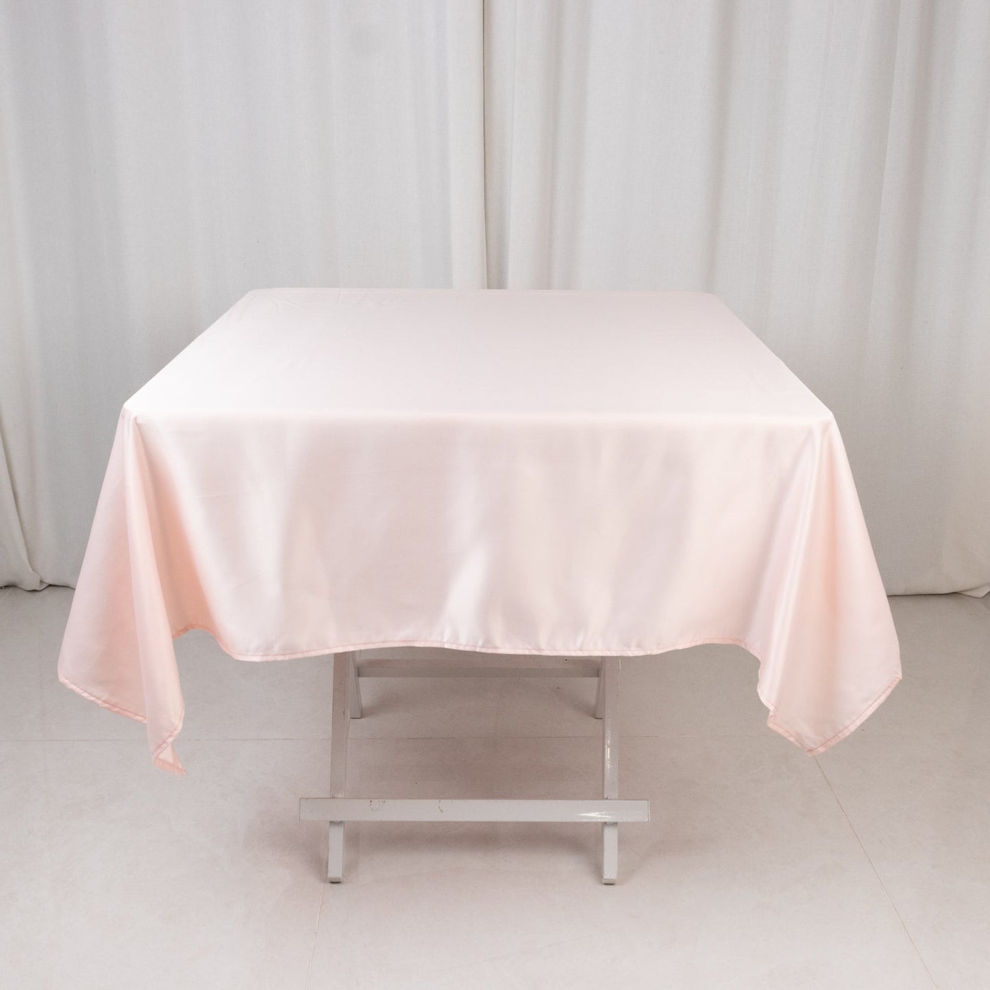 Lamour Satin 54"x54" Square Tablecloth Blush - Durable & Silk-Like Table Cover