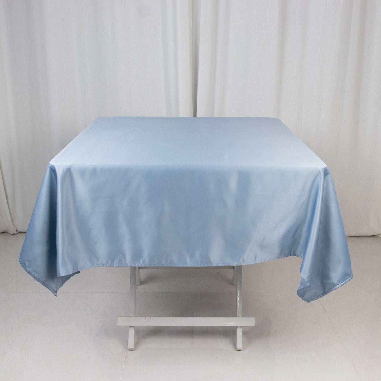 Lamour Satin 54"x54" Square Tablecloth Dusty Blue - Durable & Silk-Like Table Cover