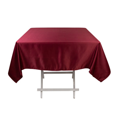 Lamour Satin 54"x54" Square Tablecloth Burgundy - Durable & Silk-Like Table Cover