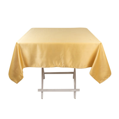 Lamour Satin 54"x54" Square Tablecloth Champagne - Durable & Silk-Like Table Cover
