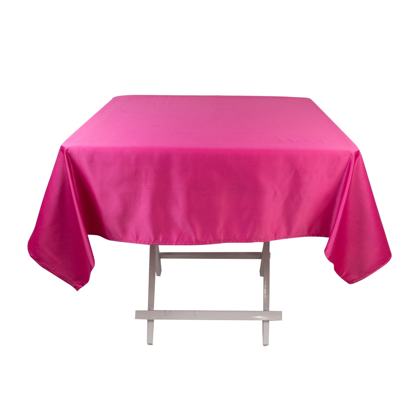 Lamour Satin 54"x54" Square Tablecloth Fuchsia - Durable & Silk-Like Table Cover