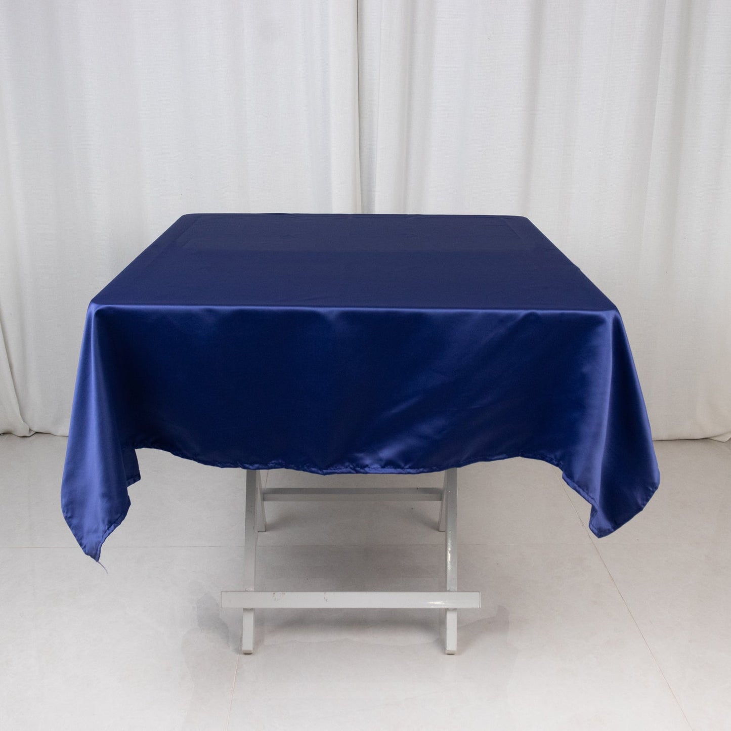 Lamour Satin 54"x54" Square Tablecloth Navy Blue - Durable & Silk-Like Table Cover