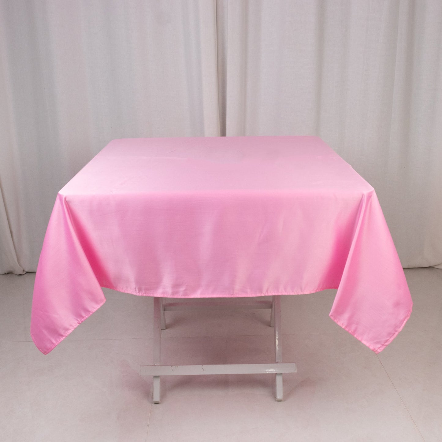 Lamour Satin 54"x54" Square Tablecloth Pink - Durable & Silk-Like Table Cover