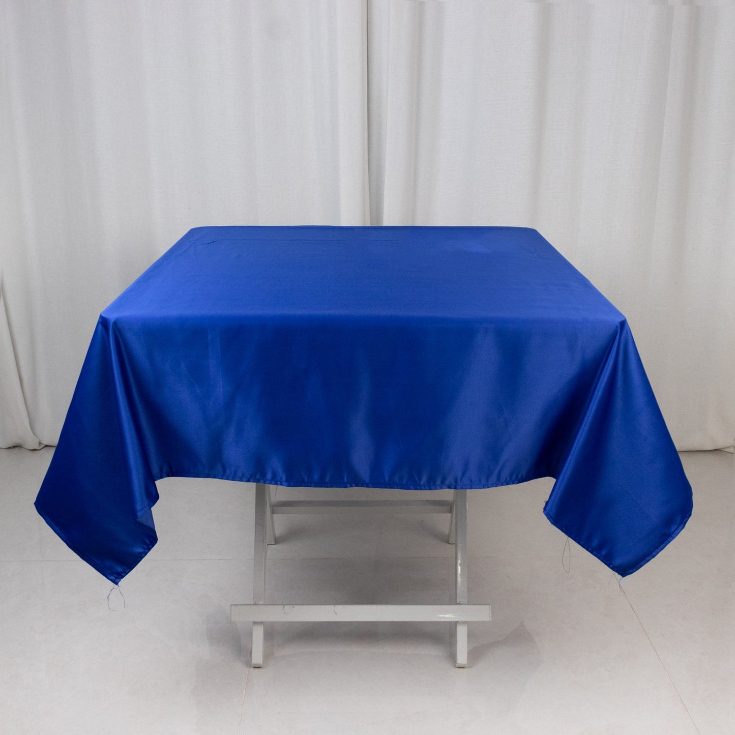 Lamour Satin 54"x54" Square Tablecloth Royal Blue - Durable & Silk-Like Table Cover