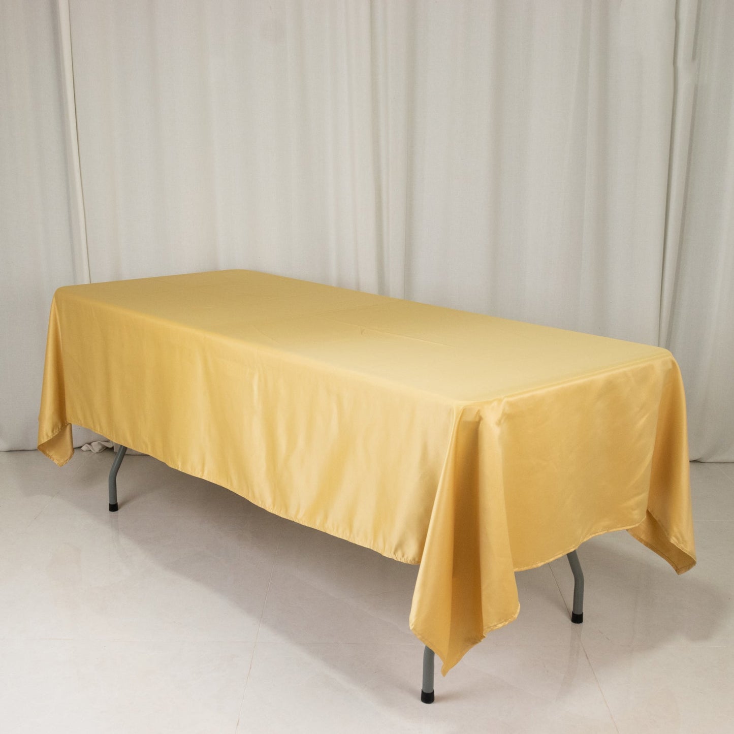Lamour Satin 60"x102" Rectangle Tablecloth Champagne - Durable & Silky Soft Feel Table Cover
