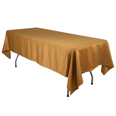 Lamour Satin 60"x102" Rectangle Tablecloth Gold - Durable & Silky Soft Feel Table Cover for Weddings & Banquets