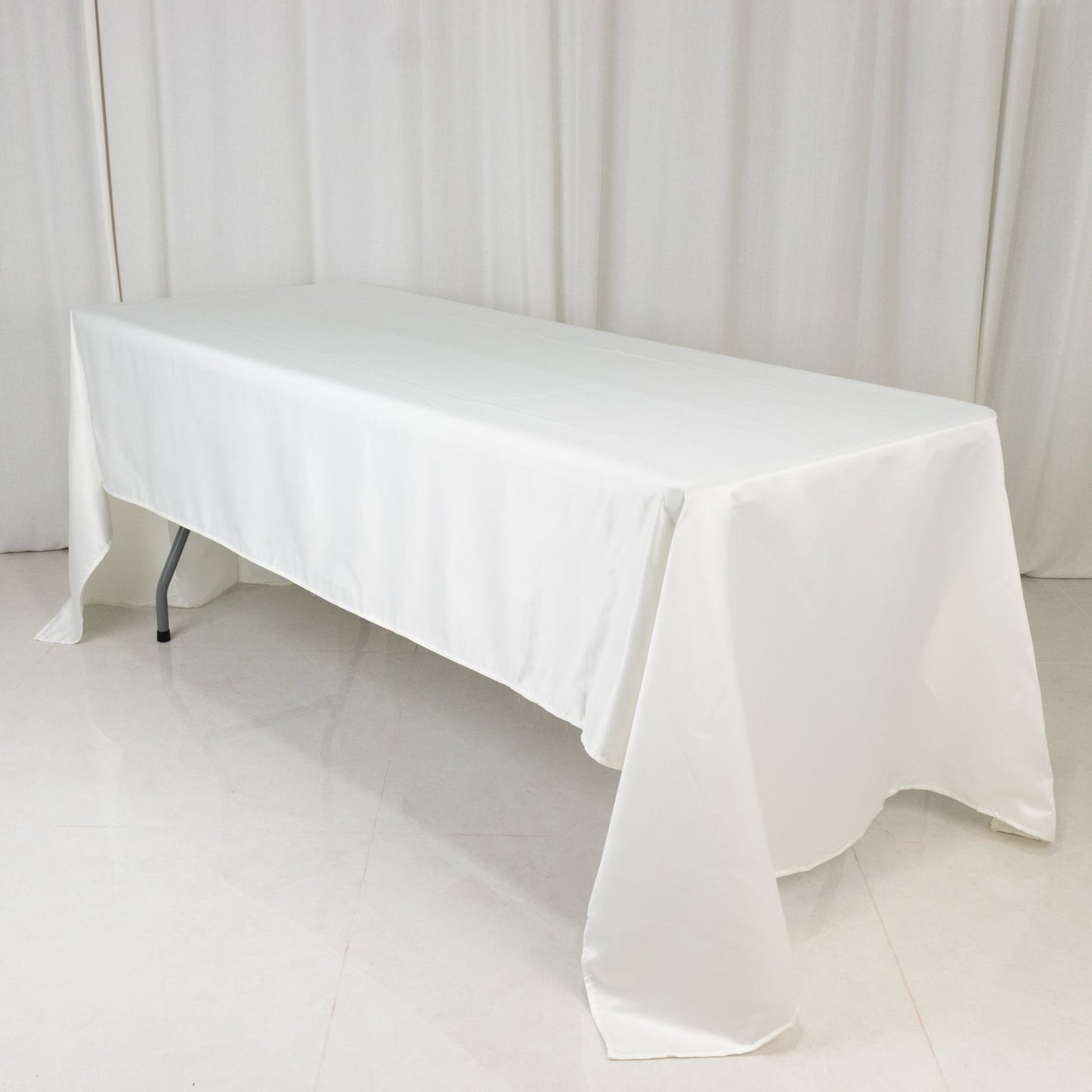 Lamour Satin 60"x126" Rectangle Tablecloth Ivory - Soft & Silk-Like Table Cover