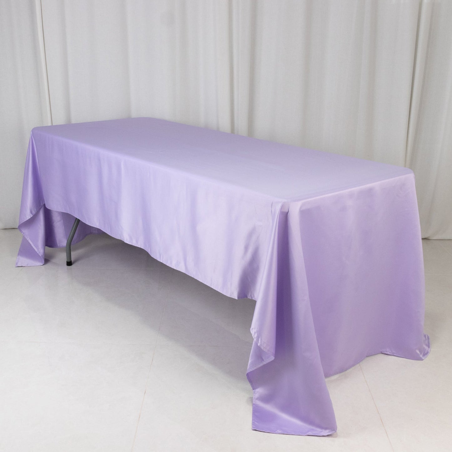 Lamour Satin 60"x126" Rectangle Tablecloth Lavender Lilac - Soft & Silk-Like Table Cover