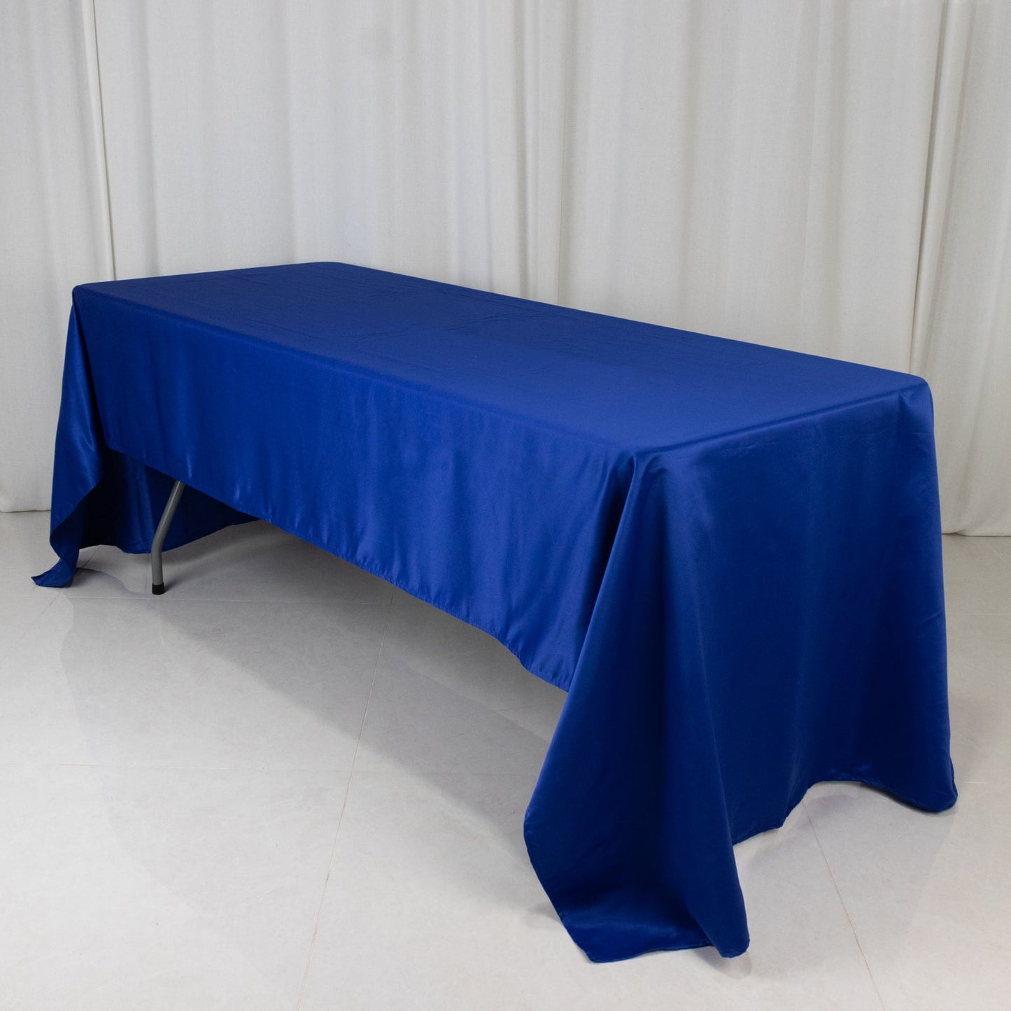 Lamour Satin 60"x126" Rectangle Tablecloth Royal Blue - Soft & Silk-Like Table Cover