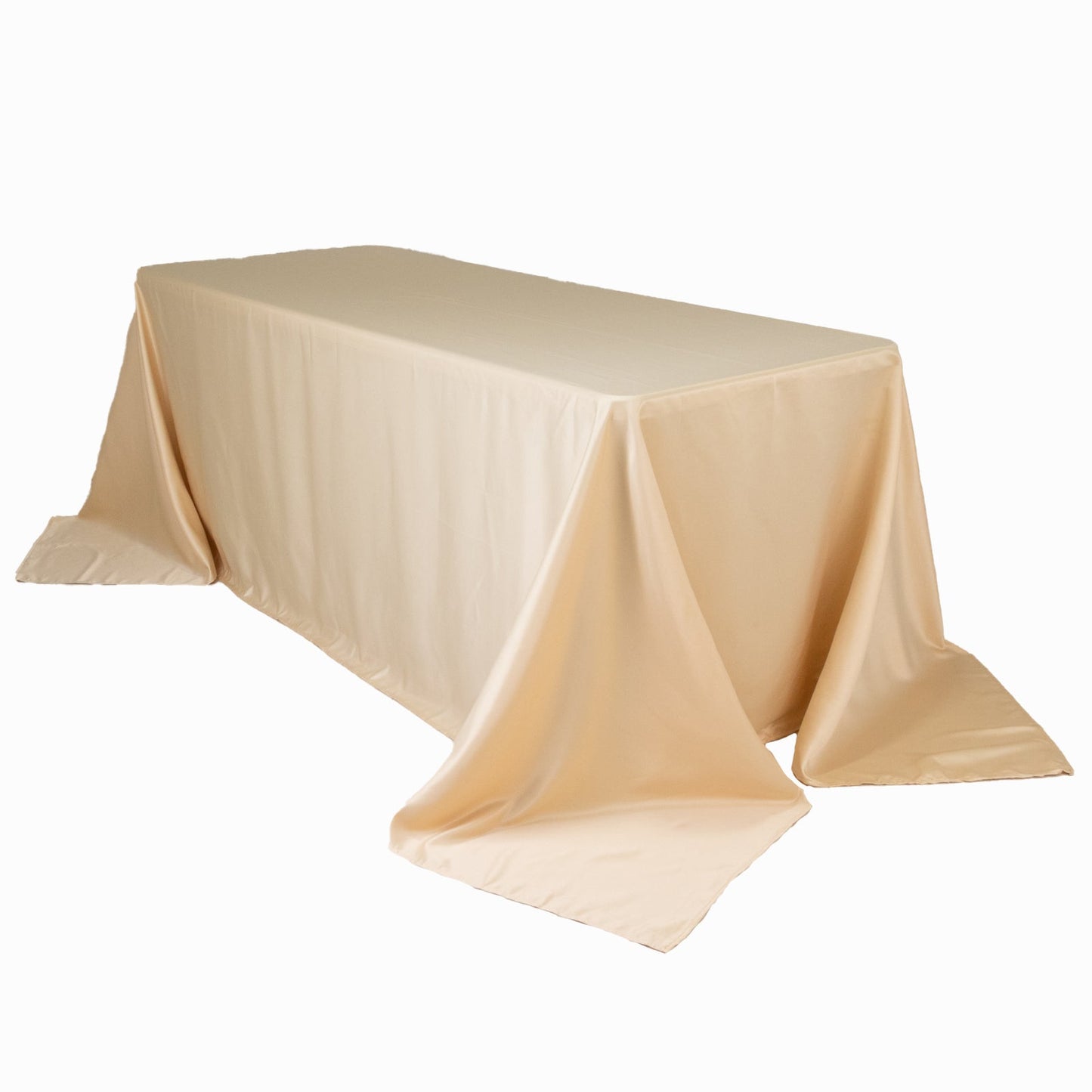 Lamour Satin 90"x132" Rectangle Tablecloth Beige - Soft & Silk-Like Seamless Table Cover