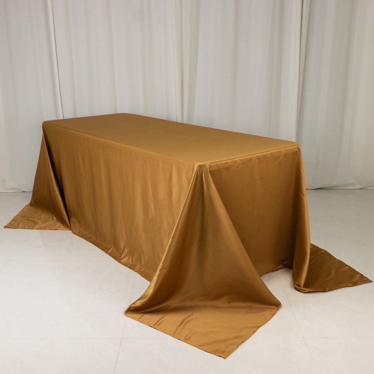 Lamour Satin 90"x132" Rectangle Tablecloth Gold - Soft & Silk-Like Seamless Table Cover for Weddings & Parties
