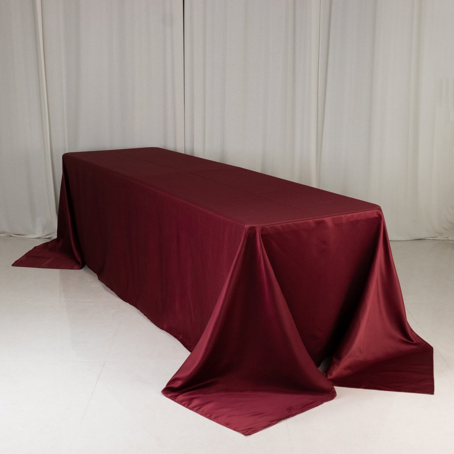 Lamour Satin 90"x156" Rectangle Tablecloth Burgundy - Luxurious, Soft Seamless Table Cover