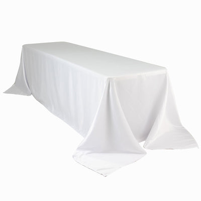 Lamour Satin 90"x156" Rectangle Tablecloth White - Luxurious, Soft Seamless Table Cover for Stylish Settings