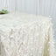 Taffeta 90"x132" Rectangle Tablecloth Ivory | 3D Leaf Petal Design Seamless Table Cover