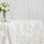 Taffeta 90"x132" Rectangle Tablecloth Ivory | 3D Leaf Petal Design Seamless Table Cover
