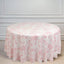 Polyester 120" Round Tablecloth White - Pink French Toile Pattern for Stylish Events