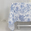 Polyester 70"x70" Table Overlay White - Blue French Toile Pattern for Stylish Events