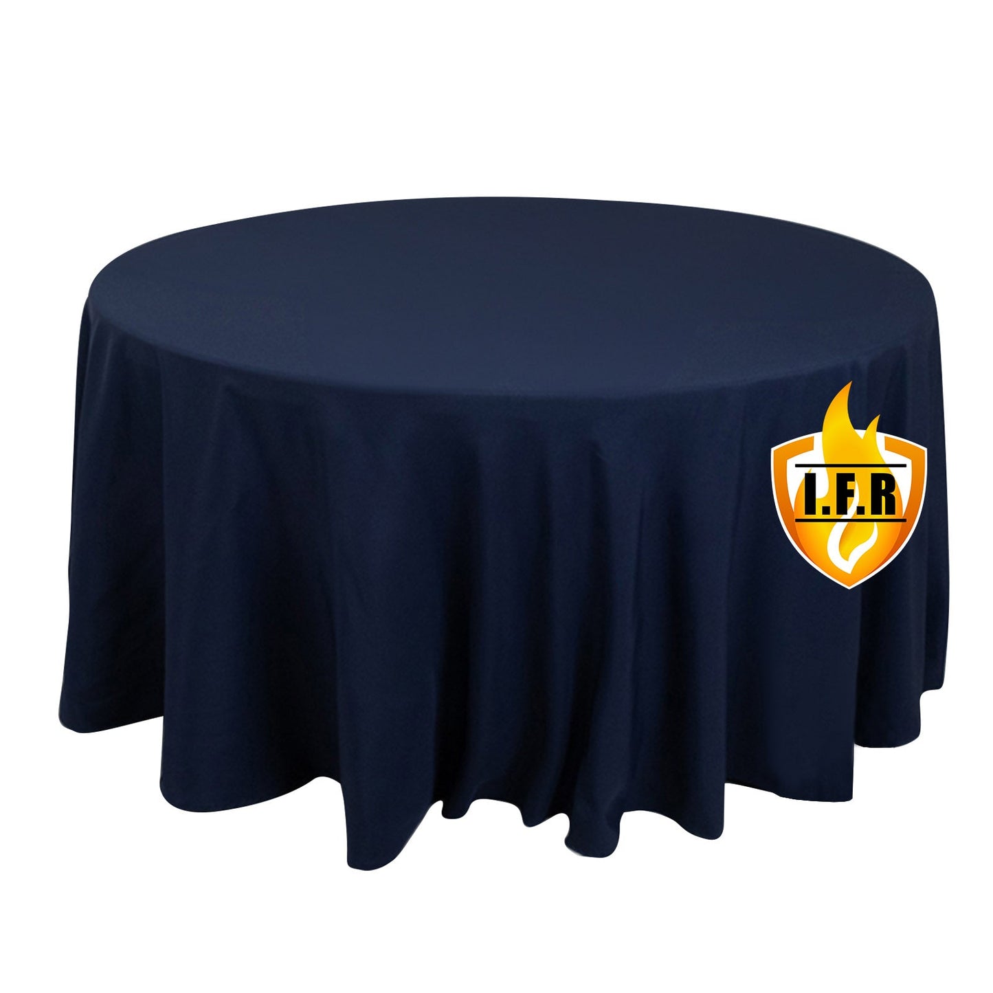 Fire Retardant Premium Polyester 120" Round Tablecloth Navy Blue - High-Performance Seamless Table Cover