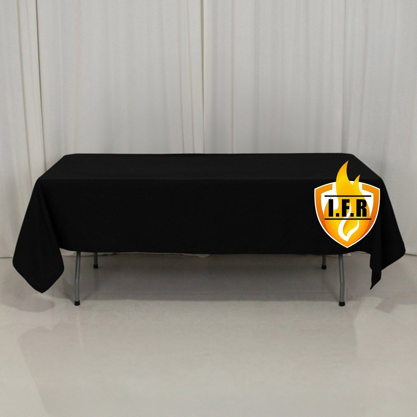 Fire Retardant Premium Polyester 60"x102" Rectangular Tablecloth Black - High-Performance Table Cover