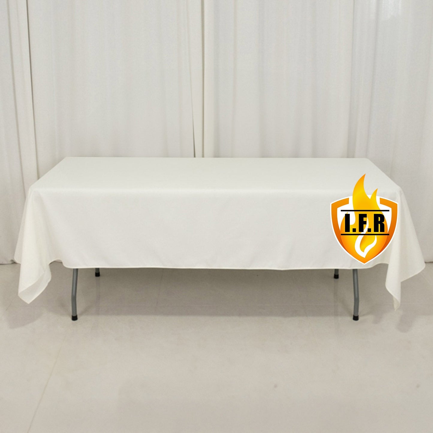 Fire Retardant Premium Polyester 60"x102" Rectangular Tablecloth Ivory - High-Performance Table Cover