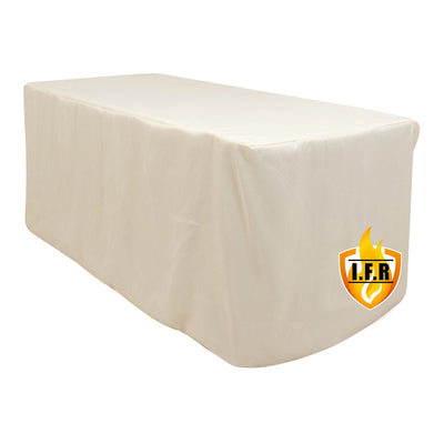 Fire Retardant Premium Polyester 6ft Rectangular Tablecloth Ivory Fitted High-Performance Table Cover