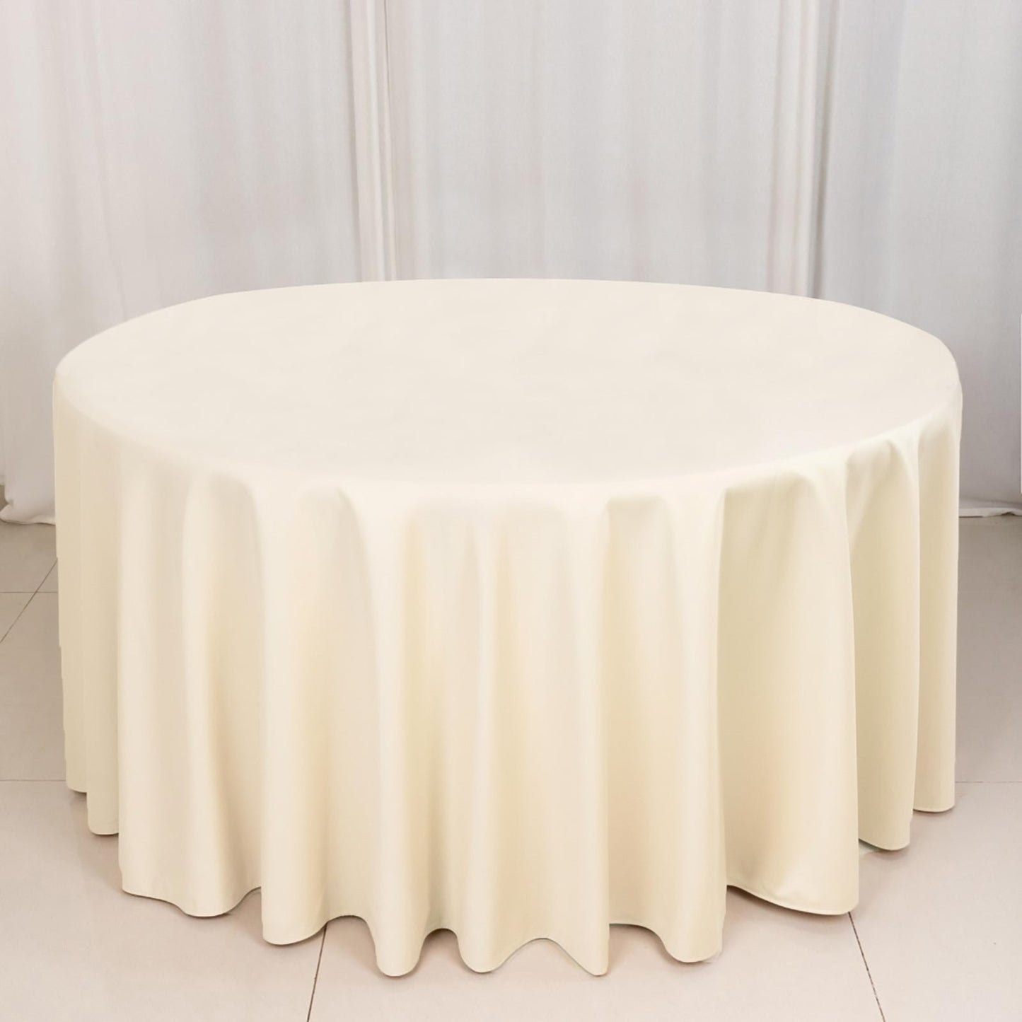 Scuba Round 120" Tablecloth Beige - Wrinkle Free & Stain Resistant Seamless Table Cover
